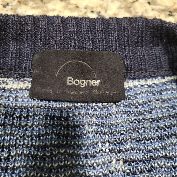 Bogner Vneck Blue Pattern Sweater size 44 - Picture 5 of 7